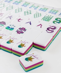 Juego de Mahjong Americano de Acrílico de 4 Capas, 160 Fichas Grabadas en Azul <span class=keywords><strong>Coral</strong></span>, para Noches de Juego en Familia y Regalos Navideños - Product Image 2