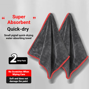 Paño de Microfibra Personalizado con Logotipo, 900 GSM, Premium, Borde Rojo, de una Sola Cara, 40*60 60*160, para Pulir Autos, con Bucle Trenzado, Toalla de Secado - Product Image 1