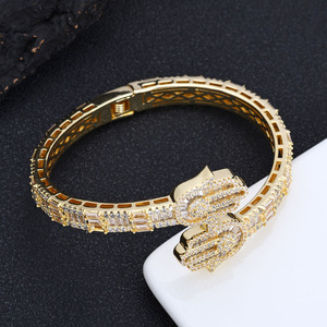 Hip Hop Mixed Zircon Children's Charm Palm <b>Bracelet</b> Customized Accessories High-end Brass Channel Setting - Product Image 1