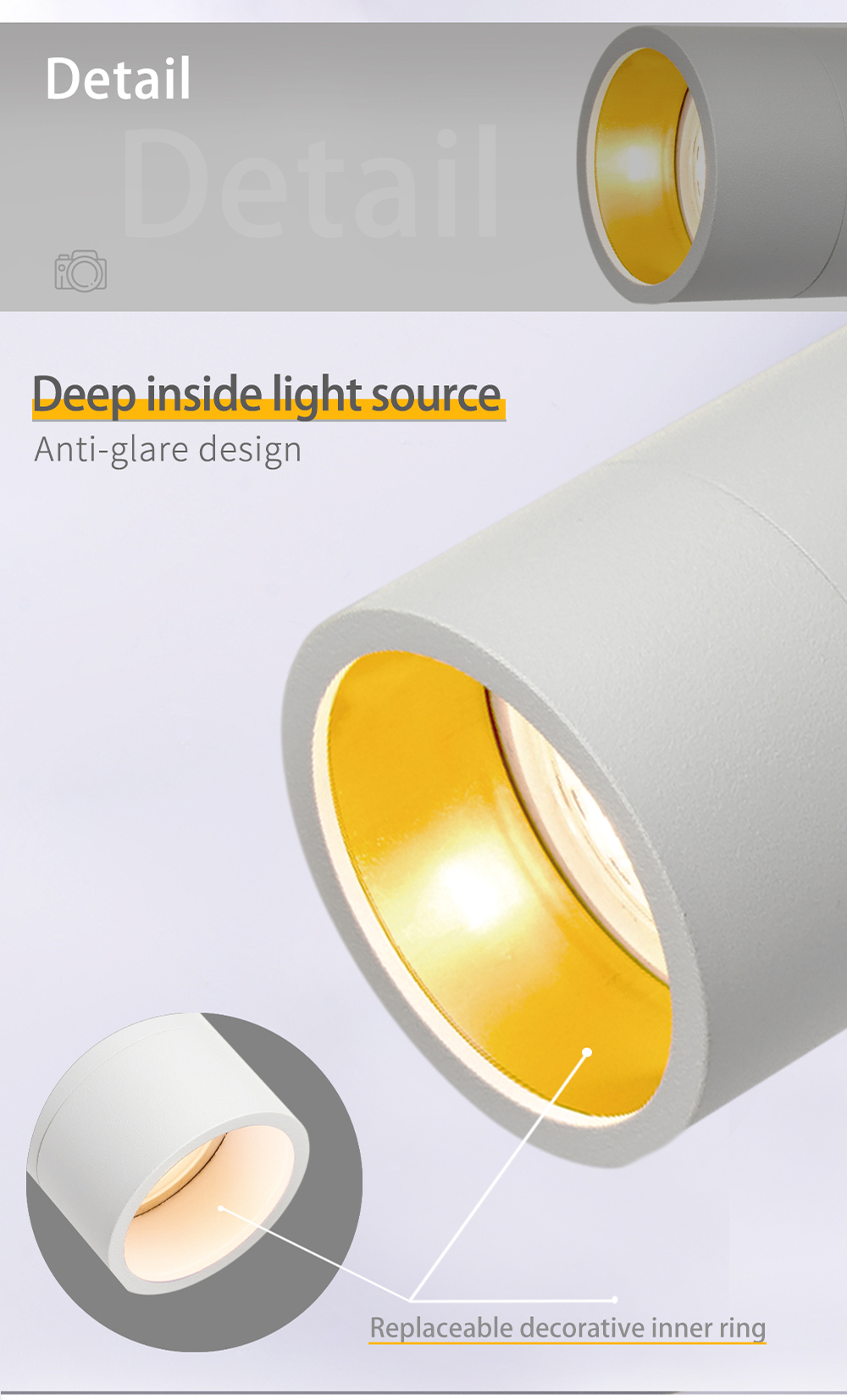 Anti Glare LED Pendant Downlight Front Replace Light Bulbs IP20 GU10 Lampholder