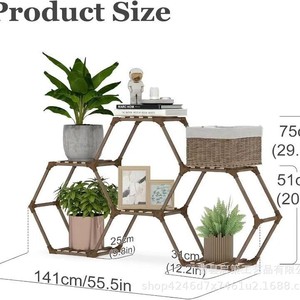 Multi-Purpose Geometric <b>Shelf</b> Wood Freestanding Home Decor Living Room Display <b>Rack</b> - Product Image 5