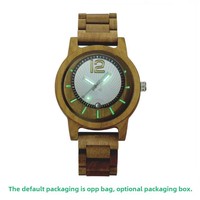 Montre en bois de conception unique marqueurs d'heure lumineux affichage du calendrier mouvement à Quartz 20mm largeur de bande 42mm cadran en verre boîtier 10mm