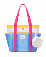 Sac de bain en maille avec logo personnalisé, séparation humide/sec, 6 poches, grande capacité, sac fourre-tout avec pochette ronde amovible