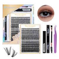 Faux cils synthétiques DIY en sections, lot haute capacité 14 rangées, combinaison 30D 40D, thermofusibles, légers et confortables