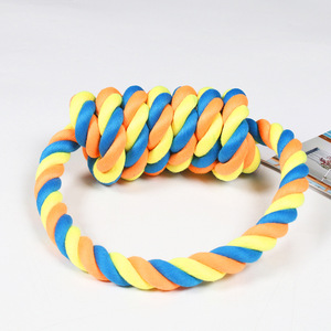 Jouet en corde pour animaux de compagnie, grande taille, interactif, à nœuds dentaires à mâcher, avec un design torsadé coloré pour le nettoyage des dents - Product Image 3