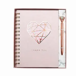 Nieuwe Ontwerp Rose Goud Folie Notebook En Pen Gift Set, Custom Luxe Kantoorbenodigdheden Set Voor Meisje