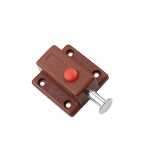Loquet de porte en plastique à ressort, marron, avec bouton de déverrouillage automatique, pour montage en surface, quincaillerie de sécurité pour porte d'armoire - Product Image 1