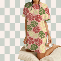 Robe chemise pour femme en gros, ODM/OEM, personnalisée, imprimé floral hawaïen, manches courtes, coupe ample, décontractée, pour l'été