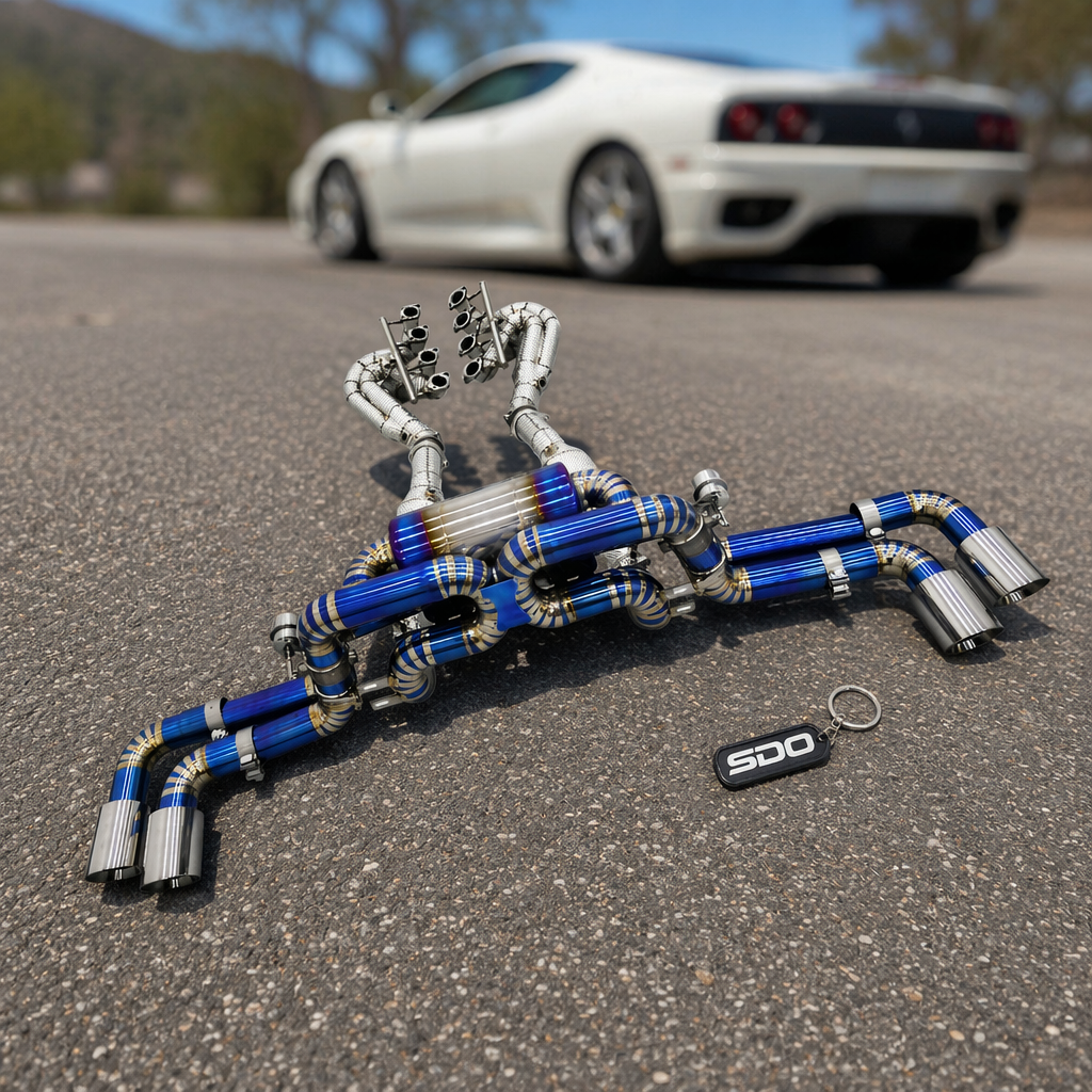 VantaFlow Titanium Full Set Exhaust System Headers 200 Cell Catted Downpipe Catback Blue Burnt for Ferrari 360 F360 3.6L 2001-2005