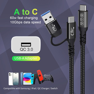 <span class=keywords><strong>USB</strong></span> C 3.<span class=keywords><strong>2</strong></span> 20Gbps สายเคเบิลข้อมูล USB3.0สองหัว C + ชาร์จเร็ว240W Cable1m วิดีโอ HD 8K 2M 3M - Product Image 3