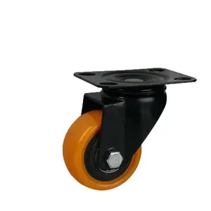 Dlpo Caster 2 Inch Swivel Kogellager Geel Pu Wielen Met Plaat