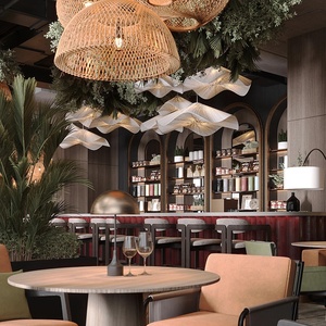 Modern Restaurant Display Furniture Wooden Etagere <b>Shelf</b> Rectangular Dark Brown Varnished Eco-Friendly Retail Showcase - Product Image 1
