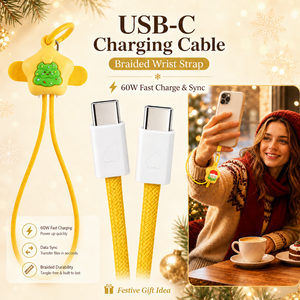 สายชาร์จเร็ว 60W พร้อมสายคล้องข้อมือ ของขวัญคริสต์มาส สายคล้องกันตก สำหรับเดินทางนอกบ้าน ลายซานต้าน่ารัก สายชาร์จเร็ว 60W - Product Image 1