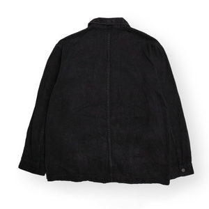 Squirorkop Custom <strong>Black</strong> Twill Cotton Denim <strong>Chore</strong> <strong>Jacket</strong>,Men's Vintage Washed Top Button-up Shacket Streetwear Fashion Style - Product Image 3