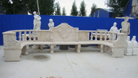 Grands bancs modernes d'extérieur en pierre naturelle sculptés à la main Statues décoratives de jardin Banc de jardin en marbre blanc