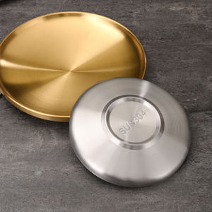 จานกลมสองชั้นสแตนเลสสตีลแบบเกาหลี Sus304 แข็งแรงทนทานสำหรับเสิร์ฟอาหารบาร์บีคิว - Product Image 3