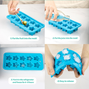 Atacado 10 Furos Star Shape Crystal <span class=keywords><strong>Ice</strong></span> Mold Fácil Pressionando <span class=keywords><strong>Ice</strong></span> Tray Silicone Mold para <span class=keywords><strong>Mini</strong></span> Cubos De Gelo - Product Image 4