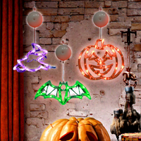Lampu Gantung Dekoratif Halloween dengan Suction Cup, LED Bertenaga Baterai 3M 3500K Putih Hangat, Lampu Malam untuk Jendela/Dinding, Ornamen Rumah