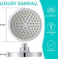 Pommeau de douche de luxe chromé haute pression de 6 pouces, effet pluie, pour salle de bain, ensemble de douche familial