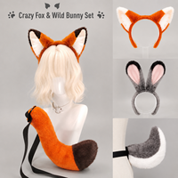 Serre-tête d'Halloween avec oreilles de renard, accessoires pour fêtes et spectacles, ensemble oreilles et queue de renard Nick Wilde