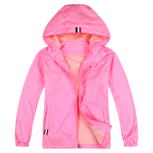 2026 Unisex Pink Hooded Windproof <b>Jacket</b> With Zipper Closure And Pockets For Spring Casual Wear Custom LOGO Design Your Own - Product Image 1