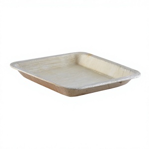 Assiettes jetables en bois écologiques durables avec gravure et support pour fêtes et utilisation en extérieur 6,5 x 6,5 pouces PALM PLATE - Product Image 4