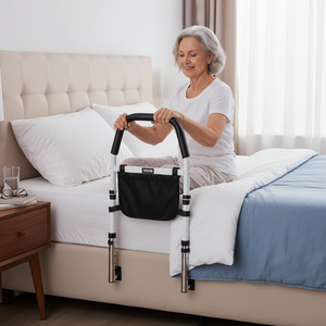 Sponde letto regolabili in PU con barre in acciaio al carbonio ad alta resistenza per anziani e pazienti, compatibili con letti King, Queen e Twin - AL1131 - Product Image 5