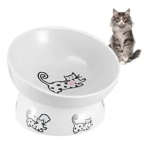 Factory Direct Custom 8 Unzen Raised Cat Food Bowl Langlebige Keramik Cat Bowl Porzellan Erhöhte schräge Pet Feeder Schalen für alle Katzen