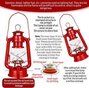 ตะเกียงน้ำมันก๊าดสไตล์เรโทรคลาสสิคแบบขายส่ง รุ่นใหม่ล่าสุด มี 4 สี พร้อมไส้ตะเกียง ไฟพกพา ตกแต่งสวยงาม - Product Image 4