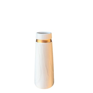 Juego de jarrones de cerámica Illusion I, mármol blanco con ribete dorado, decoración de escritorio para el hogar u oficina, estilo nórdico, 3 piezas - Product Image 5