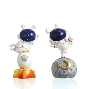 Ornements de voiture en résine, lapin astronaute mignon avec ciel étoilé, décoration de tableau de bord, accessoires intérieurs pour la maison, cadeau de bureau - Product Image 5