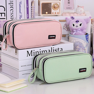 Estuche para lápices multifuncional con cremallera Oxford, ligero, duradero y ecológico, 3 compartimentos, gran capacidad, diseño sencillo para niños - Product Image 2