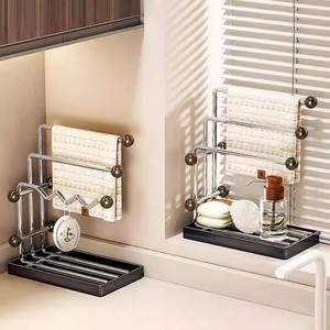 Foldable Dishcloth Rack With Tray Waterproof Multipurpose Kitchen Sink Draining Rack Square Design For Household Use - Product Image 1