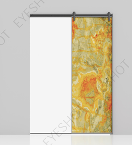 Panneau de pierre de quartzite en marbre d'<span class=keywords><strong>onyx</strong></span> naturel rétro-éclairé de haute qualité Design moderne Texture stratifiée Porte coulissante en verre Forme de grande dalle - Product Image 6