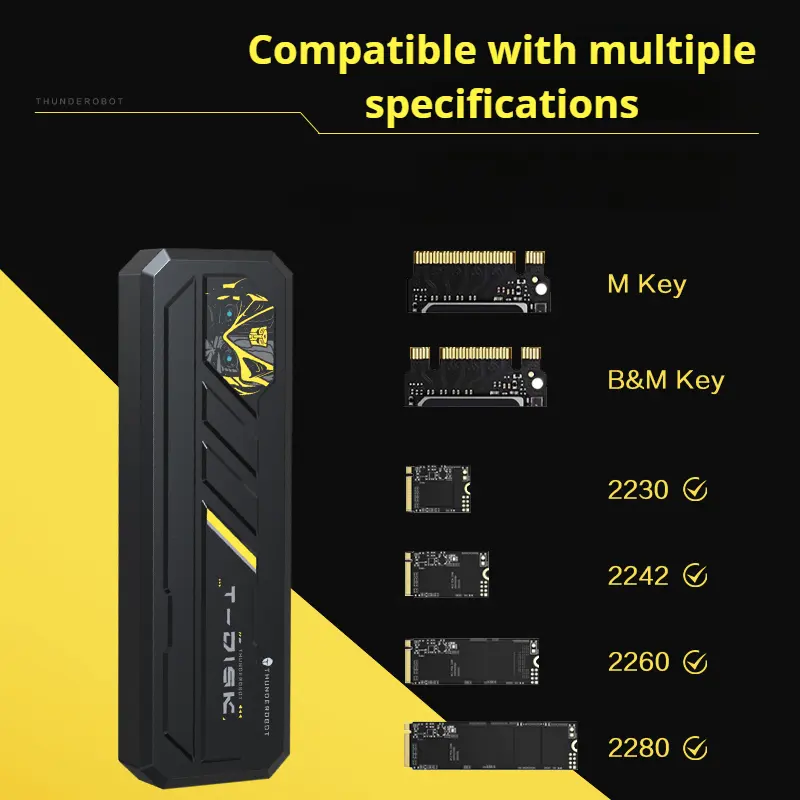 USB3.1 casing ponsel Hard Disk Tipe C ke M.2 NVME SSD, casing kotak Hard Disk seluler untuk 2230/2242/2260/2280 M2 dengan kategori kabel HDD