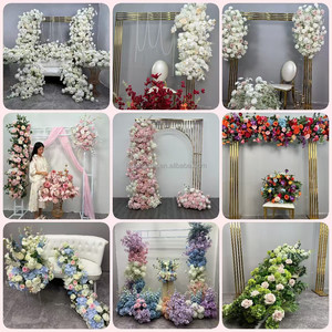 LEDA Hot Selling Silk Flower <b>Runner</b> Hydrangea Palm Green White Artificial Flower <b>Runner</b> For Table Flower <b>Runner</b> Decoration - Product Image 3