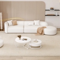 Ensemble de canapé chaise longue et table basse moderne et minimaliste, structure en bois, dessus en cuir microfibre, meubles multifonctionnels pour la maison