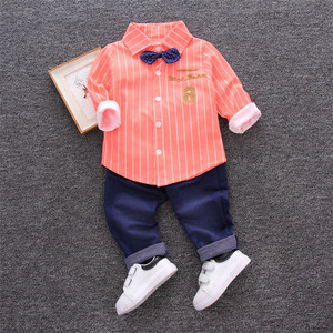 Conjuntos de Ropa Casual para Bebés Niños, Estilo Boutique, Camisas a Rayas de Moda Otoñal + Jeans, 2 Piezas - Product Image 4