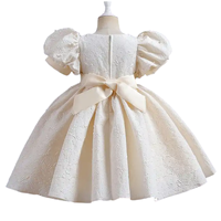 Robes pour enfants à manches bouffantes de meilleure qualité pour la fête des filles Robes d'été en polyester et coton doux avec nœud