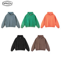 Hoodie Fleece Wax Wash Vintage 380G Heavyweight, Lengan Panjang, Polos, untuk Pria, dengan Logo Custom untuk Grosir