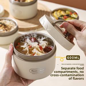 Boîte à <span class=keywords><strong>lunch</strong></span> isotherme en acier inoxydable 304 avec couvercle, design multicouche, compatible micro-ondes et grande capacité, sac de transport pour employés de bureau - Product Image 2