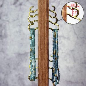 Présentoir à bijoux rotatif à 360° en <span class=keywords><strong>bois</strong></span>, support pivotant pour boucles d'oreilles avec crochets, tour d'organisation rustique pour colliers et bracelets à poser sur table - Product Image 5