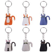 Porte-clés mousqueton promotionnel DM léger, personnalisable, imperméable, à la mode, en caoutchouc coloré, motif chat de dessin animé