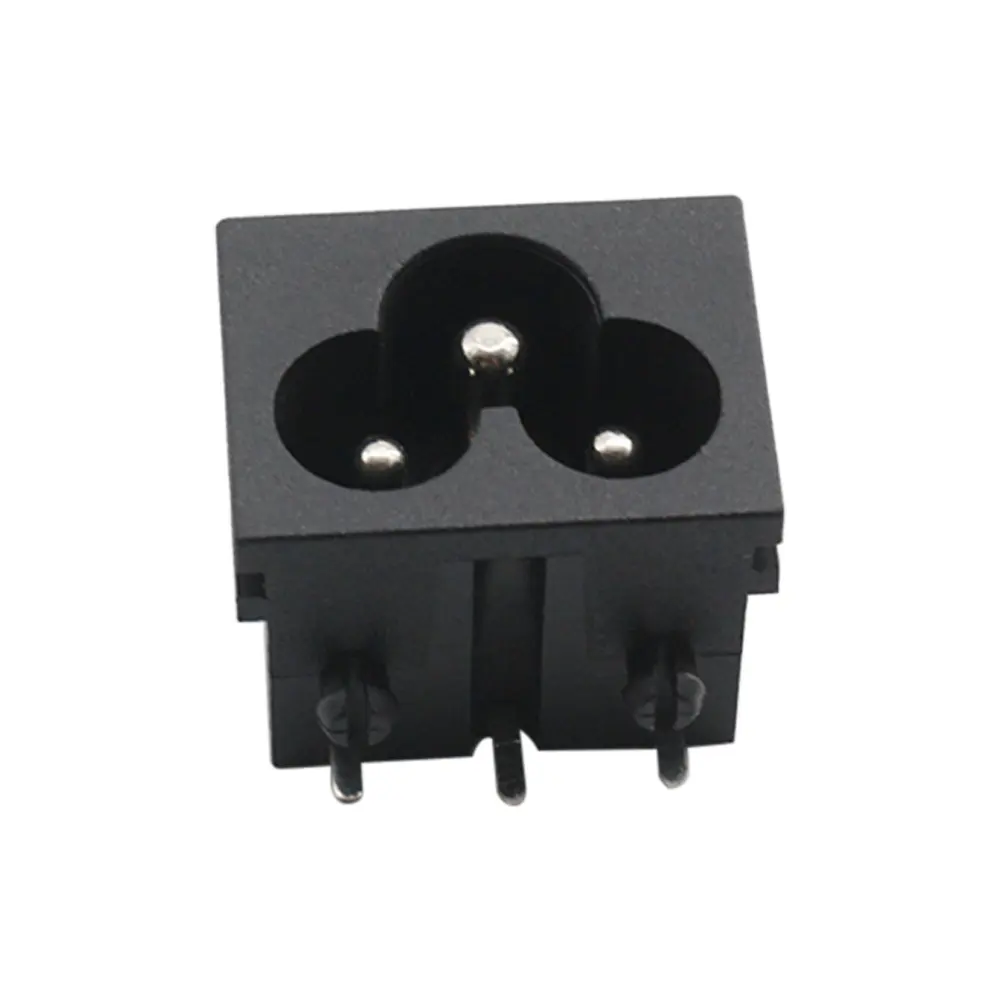 LZ-6-4P4P3 Snap-in Mount Inlet Plug Socket AC mickey Black 3 Pin IEC320 connector