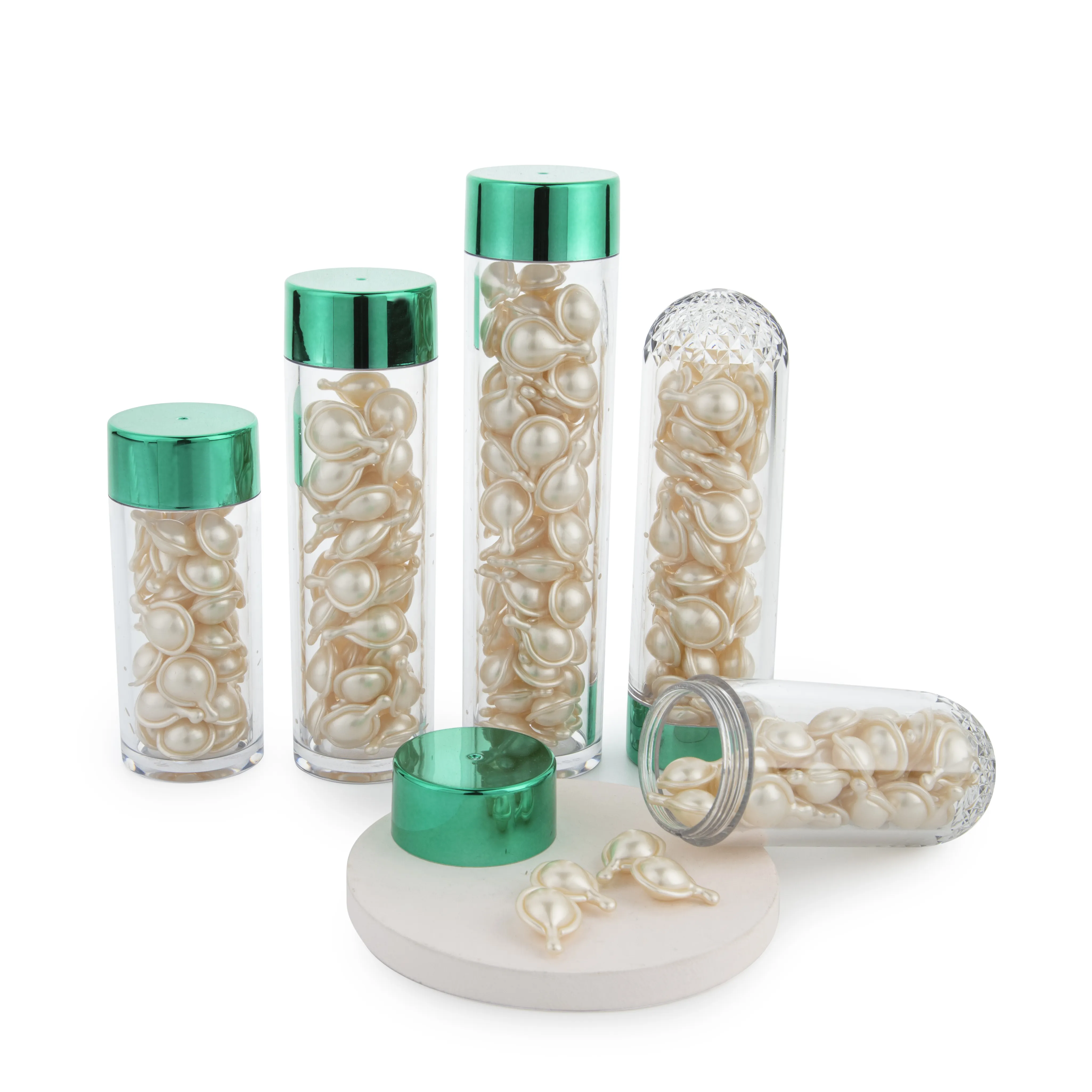 55ml 50ml 75ml 80ml 100ml Plastic Transparent personalize organizer designer decorative lash capsule pill box bulk logo