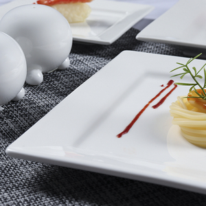 Assiettes carrées blanches en céramique, assiettes de présentation en porcelaine, plats à steak pour <span class=keywords><strong>restaurant</strong></span>, dîner à domicile, service de <span class=keywords><strong>desserts</strong></span> - Product Image 3