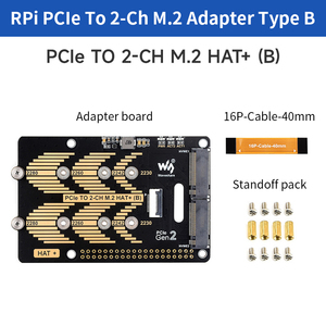 Raspberry <span class=keywords><strong>Pi</strong></span> 5 PCIe để <span class=keywords><strong>2</strong></span>-CH M.<span class=keywords><strong>2</strong></span> hat + (B) Adapter borad Tương thích với 2280/2260/2242/2230 NVMe M.<span class=keywords><strong>2</strong></span> SSD NVMe hat cho RPi 5 - Product Image 6