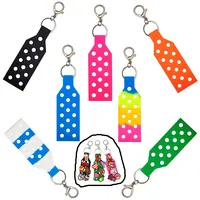 1pcs Keychain with Holes DIY Key Chain for Croc Charms Croc Jeans Storage  Key Board Soft Key Ring fit Clog Pins