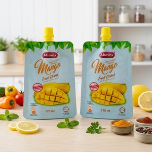 <span class=keywords><strong>ถุง</strong></span>บรรจุภัณฑ์น้ำผลไม้มะม่วงแบบตั้งได้ ขนาด 170 มล. ผลิตจากอลูมิเนียมฟอยล์ พิมพ์ลายตามสั่ง พร้อมจุกปิดแบบพวย คุณภาพพรีเมียม - Product Image 5