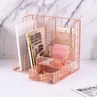 Mignon porte-stylo en métal à 6 compartiments avec accessoires pour bureau à domicile